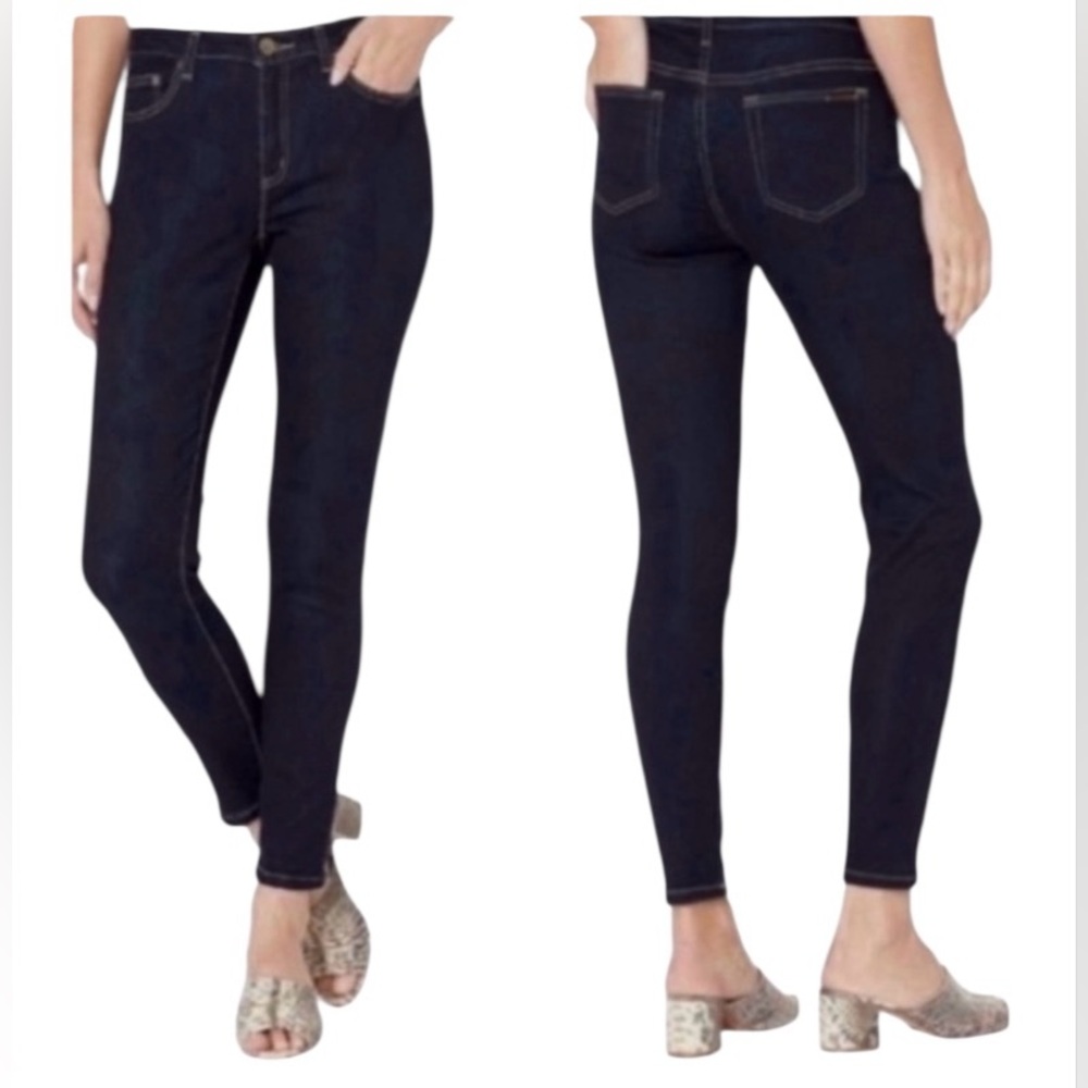 Michael Kors Izzy Women’s five pocket dark wash denim skinny ankle crop jeans